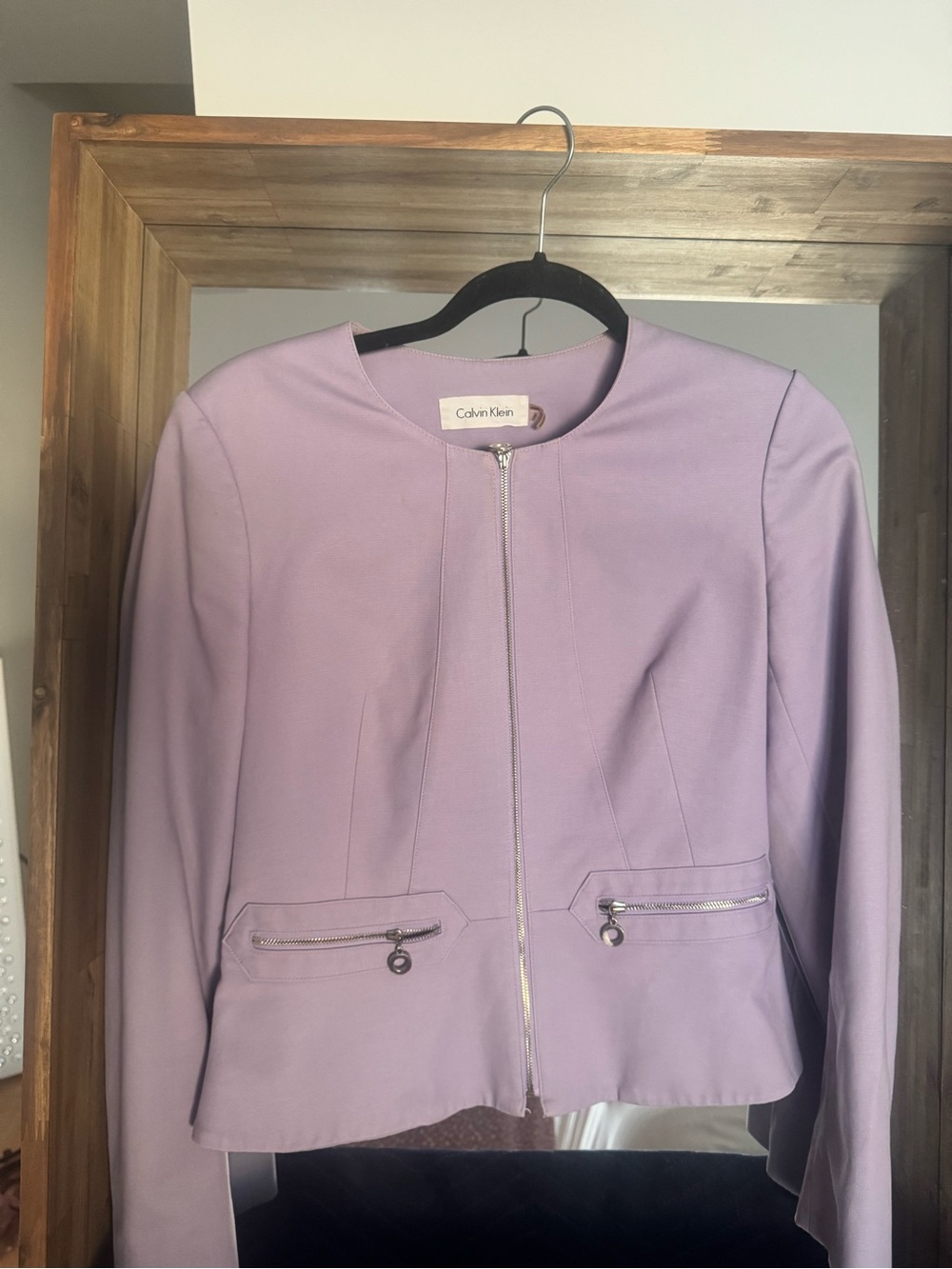 Calvin Klein Lavender Zip Front Blazer